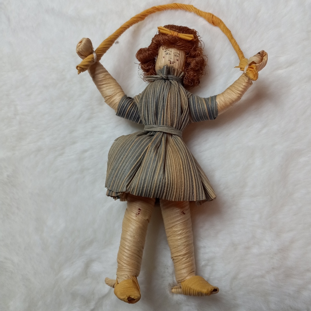Vintage Handmade Jumping Rope Cornhusk Doll